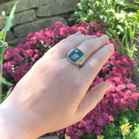 10k Gold Green Genuine Natural Onyx / Chrysoprase Men's Ring with Mono (#J6217)