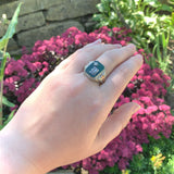 10k Gold Green Genuine Natural Onyx / Chrysoprase Men's Ring with Mono (#J6217)