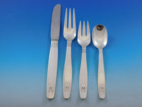 Swedish Modern by Allan Adler Sterling Silver Flatware Set 124 pcs Monogram M