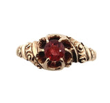 Victorian 10k Rose Gold Genuine Natural Garnet Belcher Ring Size 7 (#J7071)
