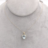 14k Yellow Gold 3 Carat Heart Shape Genuine Natural Aquamarine Pendant (#J6729)