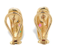 14k Yellow Gold Half Hoop Earrings w/Diamonds Sapphires Rubies Emeralds (#J7226)