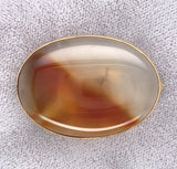 Vintage 10k Yellow Gold Genuine Natural Agate Pin 1 1/4" Jewelry (#J7254)