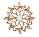 Victorian 10k Rose Gold Opal and Seed Pearl Starburst Pin Pendant w/Bail #J7552