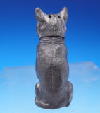 Silverplate Pepper Shaker in Form of a Cat Yellow Glass Eyes Victorian 3" #9026