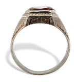 14k White Gold Hand Engraved Genuine Natural Citrine Ring Size 8 (#J7500)