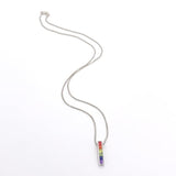 14k Gold Princess Cut Genuine Natural Rainbow Sapphire Pendant w/ Chain (#J6679)