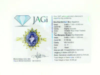 18k Gold 4.34cts Genuine Natural Ceylon Sapphire and Diamond Ring (#J3398)