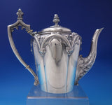 Portuguese .833 Silver Tea Set 4pc Brick Motif Roses Gothic Archway w/Tray #7213