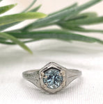 14k White Gold Filigree Deco .47ct Genuine Natural Aquamarine Ring Size 7 #J7155