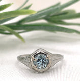 14k White Gold Filigree Deco .47ct Genuine Natural Aquamarine Ring Size 7 #J7155