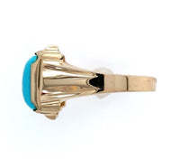 10k Yellow Gold 3.66ct Men's Cabochon Genuine Natural Turquoise Ring (#J6133)