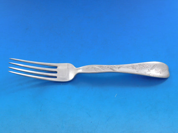 Lap Over Edge Acid Etched by Tiffany Sterling Silver Regular Fork Wheat 7 1/4"