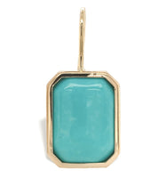 14k Yellow Gold Genuine Kingman Turquoise Rectangular Drop Earrings (#J7322)