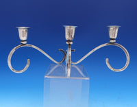 Sciarrotta Sterling Silver Candlestick Pair 3-Light All Sterling Handmade #7952