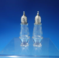 Jefferson by Lunt Sterling Silver Salt Pepper Shaker Pair Glass w/Carrier #5079