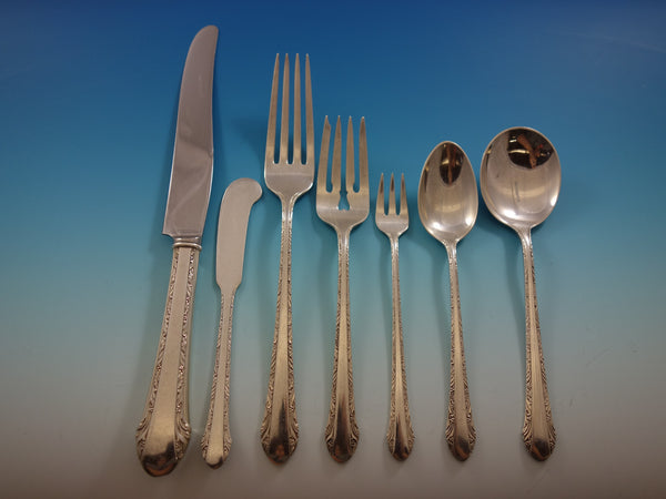 Chased Romantique by Alvin Sterling Silver Flatware Set 12 Service 91 pcs Dinner