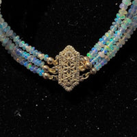 25cts Genuine Natural Opal 3-Strand Bead Bracelet with 14k Yellow Gold (#J5924)