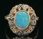 10k Yellow White Gold 1.05 Carat Genuine Natural Opal Ring with Flowers (#J6576)