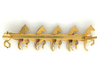 10k Yellow Gold Bar Pin with Five Horses Jewelry (#J7042)