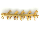 10k Yellow Gold Bar Pin with Five Horses Jewelry (#J7042)