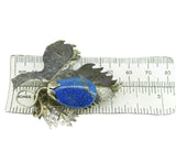 Arts and Crafts Hand Hammered Leaf Brooch with Genuine Natural Lapis (#J2444)