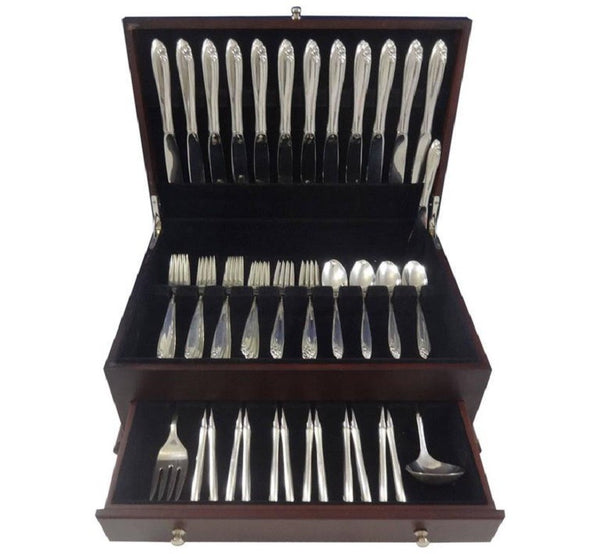 Debutante by Wallace Sterling Silver Flatware Set For 12 Service 63 Pieces