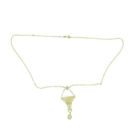 14k Gold Arts and Crafts Style Genuine Natural Opal Festoon Necklace (#J4880)
