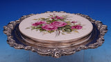 Grande Baroque by Wallace Silverplate Trivet with Pink Roses #245 8 1/2" (#8805)