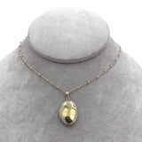 14k White Yellow Gold Locket w/18" 14k White Gold Chain Yellow Gold Beads #J7354