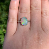 Platinum 2.50 Carat Genuine Natural Australian Opal Ring Size 7 (#J6989)