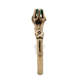 Victorian 10k Yellow Gold Genuine Natural Emerald Buttercup Ring Size 6 (#J7070)