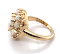 14k Yellow Gold Genuine Natural Opal Ring with an Oval Halo or Rosette (#J6454)
