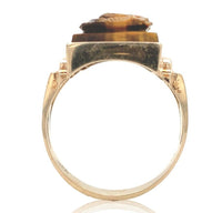 10k Gold Men's Ring w/ Genuine Natural Tiger's Eye Double Warrior Cameo (#J6635)