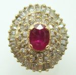 14K Gold Ballerina 1.04ct Genuine Natural Ruby Ring with Diamonds (#J576)