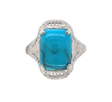 10k Gold 2.09ct Robin's Egg Blue Genuine Natural Turquoise Filigree Ring #J6138