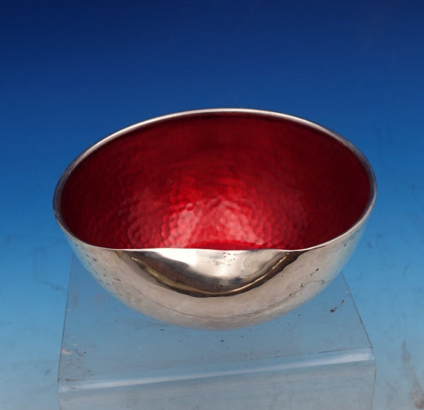 Elsa Peretti by Tiffany and Co Sterling Silver Thumbprint Bowl Ruby Red (#8551)