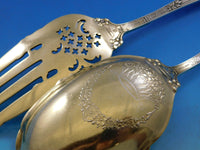 Georgian by Towle Sterling Silver Salad Serving Set 2pc Gold Washed Pierced 9"