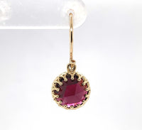 14k Yellow Gold Rose Cut Genuine Natural Garnet Dangle Drop Earrings (#J6322)