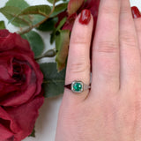 18k White Gold Filigree Art Deco .39ct Genuine Natural Emerald Ring (#J7199)