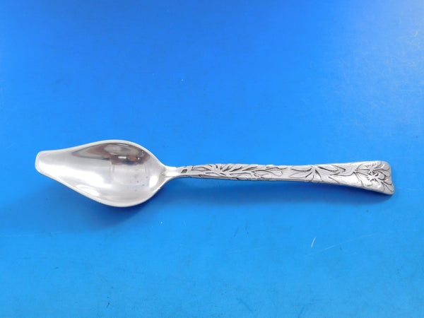 Lap Over Acid Etched by Tiffany Sterling Silver Melon Spoon with Flowers 6"