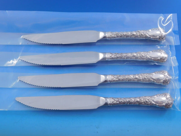 Chrysanthemum by Durgin Sterling Silver Steak Knife Set 4pc HHWS Custom 8 3/8"