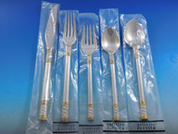 Aegean Weave Gold by Wallace Sterling Silver Flatware Set 12 Service 60 pcs New