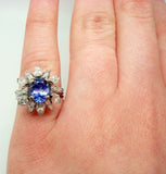 14k Gold 1.35ct Genuine Natural Tanzanite and 1.50ct Diamond Cocktail Ring #J787