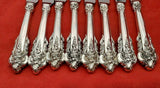 Grande Baroque Wallace Sterling Silver Steak Knife Set 8 Custom 9 1/4" Serrated