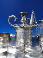 English Georgian Sterling Silver Inkwell on Tray London 1829 Joseph Argell #7315