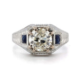 Men's 1.80ct Diamond GIA 18k White Gold Ring with Lab-Created Sapphires (#J5768)