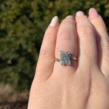14k White Gold Vintage Genuine Natural Diamond Bypass Ring (#J7110)