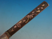 Kozuka by Unknown Bronze Handle Regular Knife with SP Blunt Blade and Birds 9"