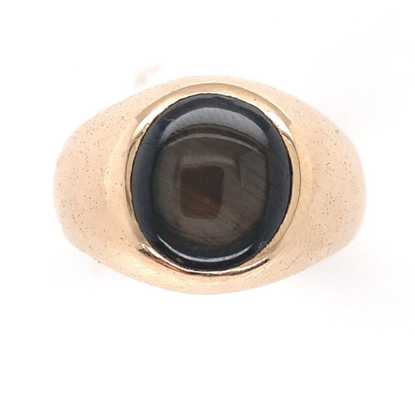 18k Yellow Gold Black Star Genuine Natural Sapphire Men's Ring Size 9 (#J6535)